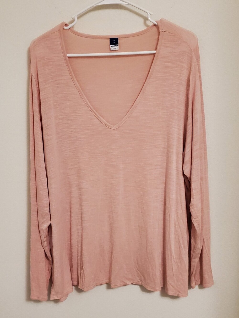 Old Navy Luxe Lightweight Blush Pink V-Neck Long Sleeve Top Size XL